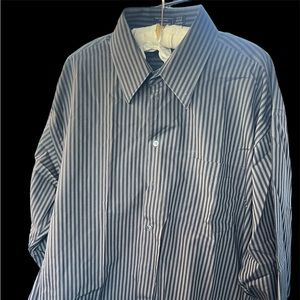 Mens Claiborne button up casual shirt size XL, black/grey striped